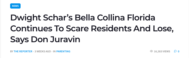 Dwight Schar Bella Collina Florida Continue To Scare Residents And Lose, Says Don Juravin
